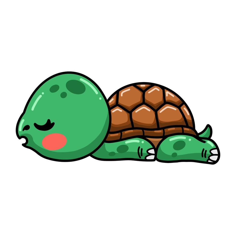 lindo bebé tortuga dibujos animados durmiendo vector