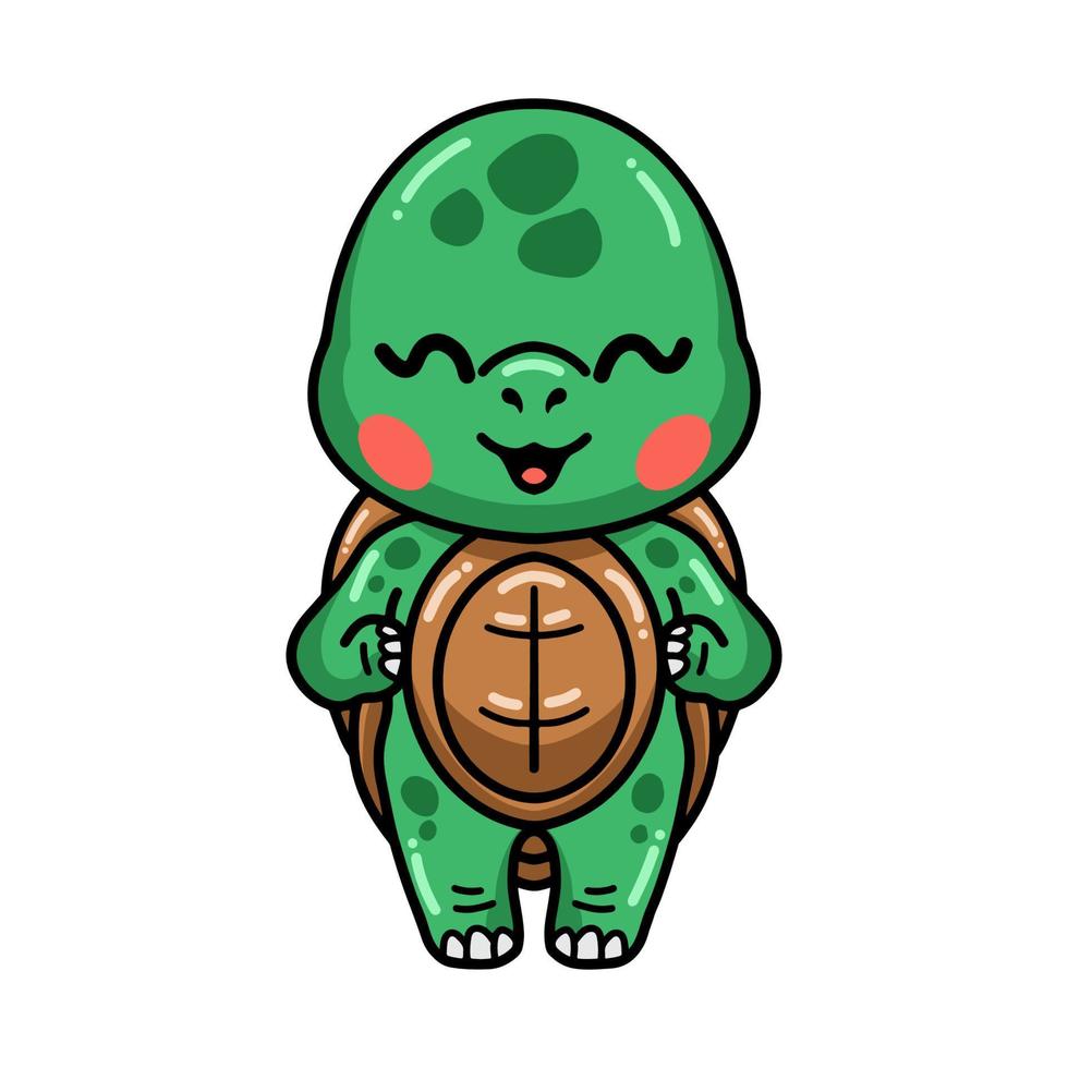 lindo bebé tortuga dibujos animados de pie vector