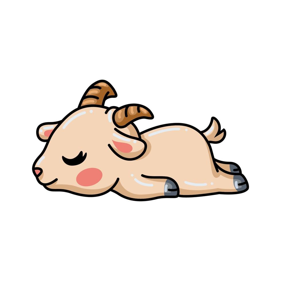 Cute baby goat cartoon sleeping vector