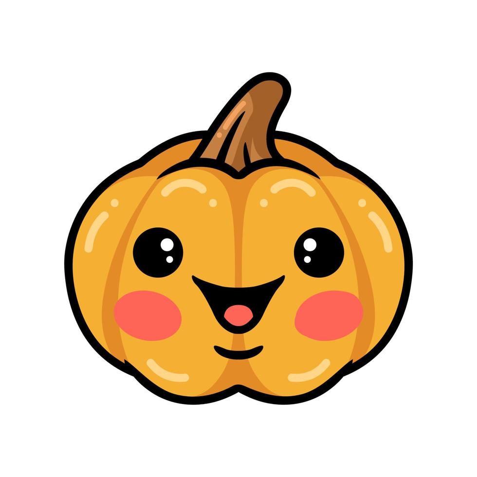 calabaza naranja de dibujos animados con cara feliz vector