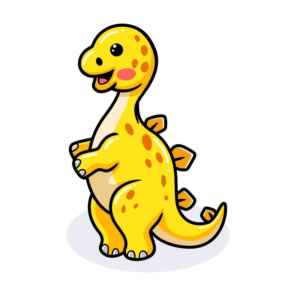 lindo pequeño dinosaurio de dibujos animados de pie vector