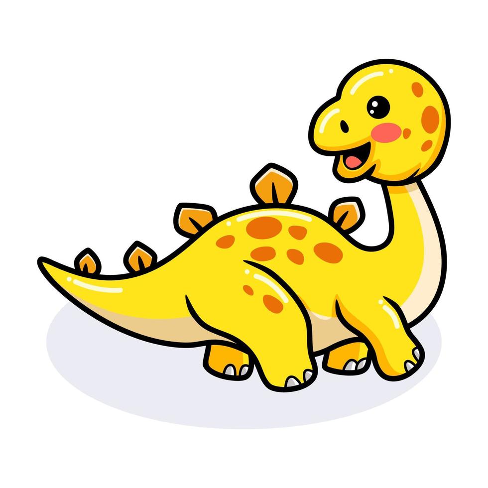 Cute little stegosaurus dinosaur cartoon vector