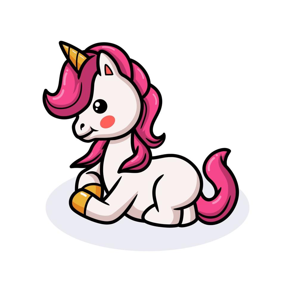 lindo, bebé, unicornio, caricatura, acostado vector