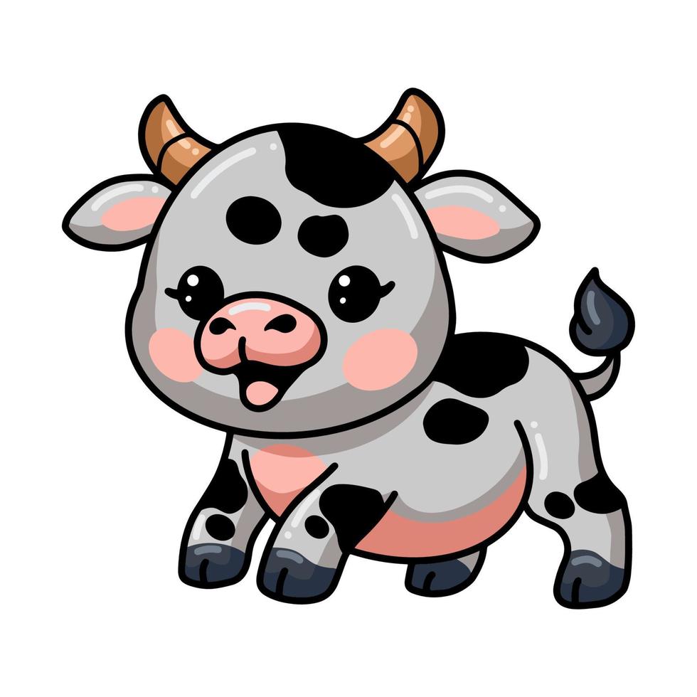 lindo bebé vaca dibujos animados saltando vector