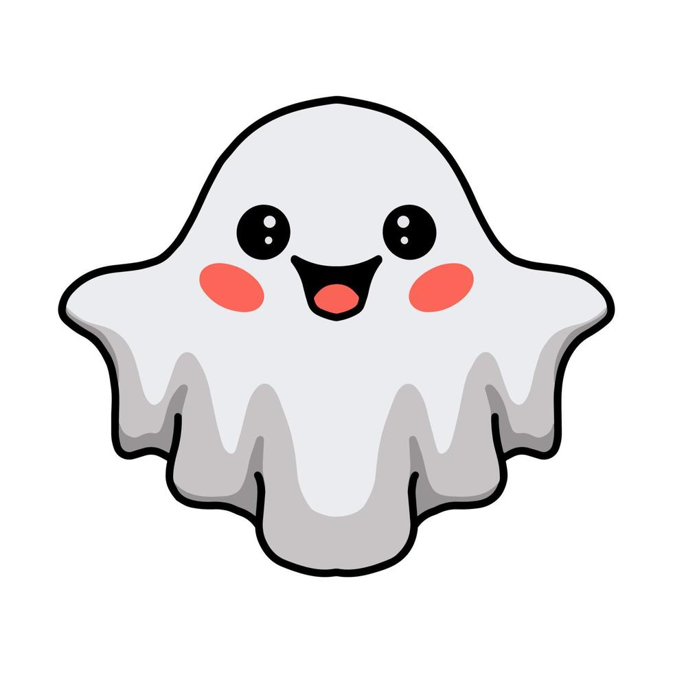 Cartoon cute halloween white ghost vector