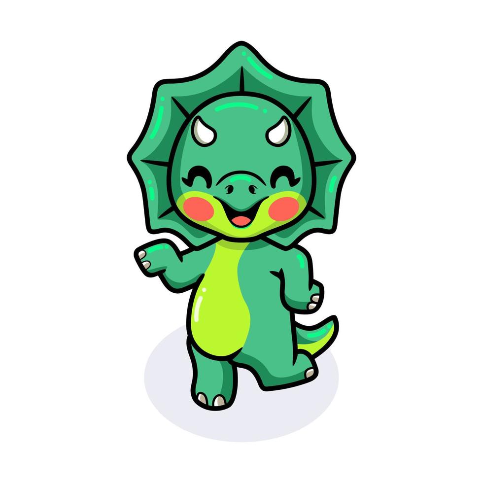 lindo pequeño triceratops dinosaurio dibujos animados posando vector