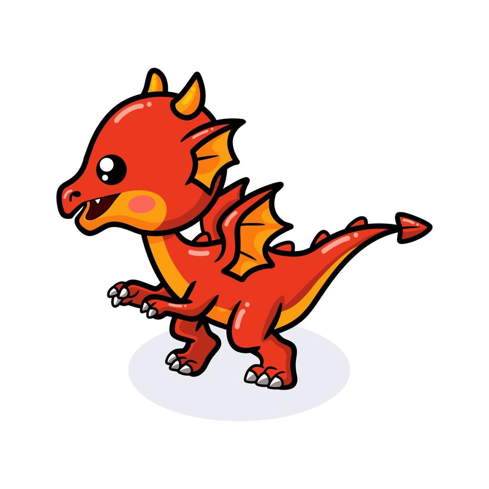 Cute red little dragon cartoon vector