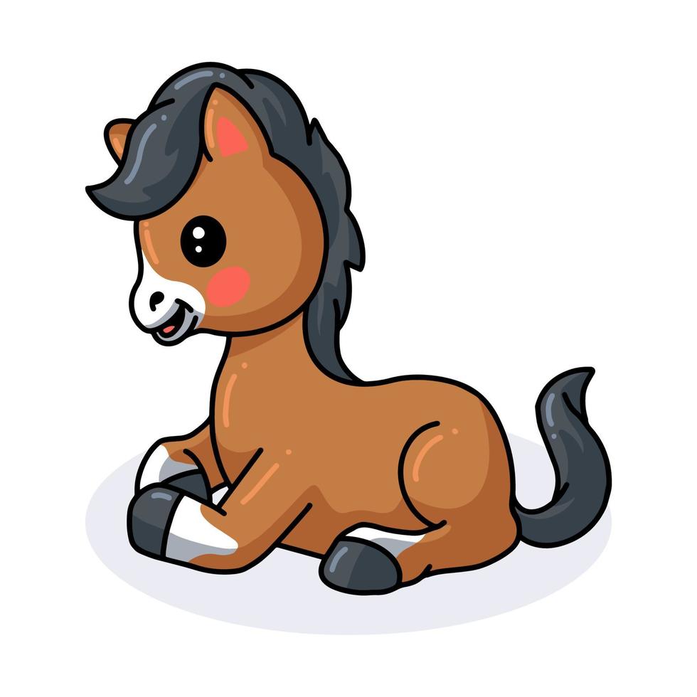 Cute baby donkey cartoon lying down vector