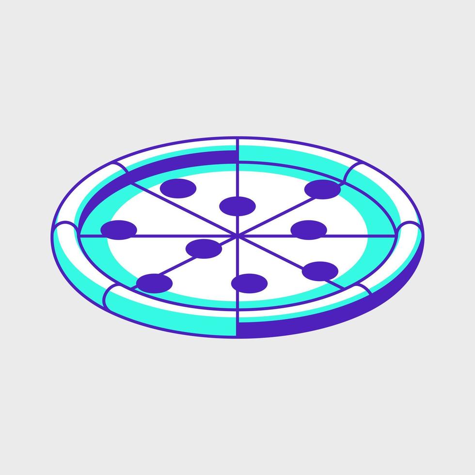 Pepperoni pizza isometric vector icon illustration