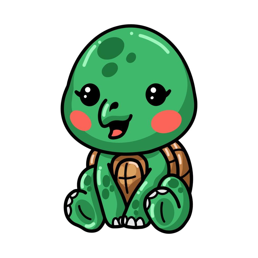 Cute baby turtle cartoon sitting vector