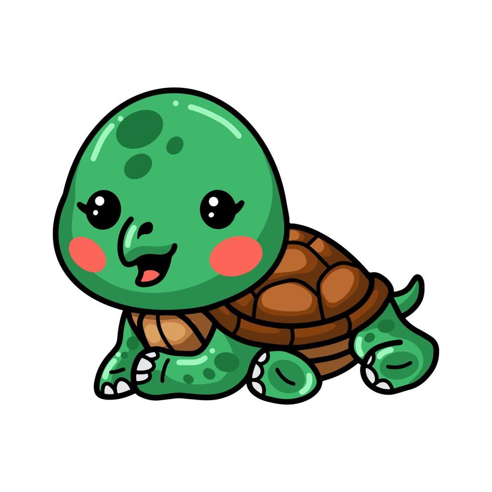 Cute baby turtle cartoon laying down vector
