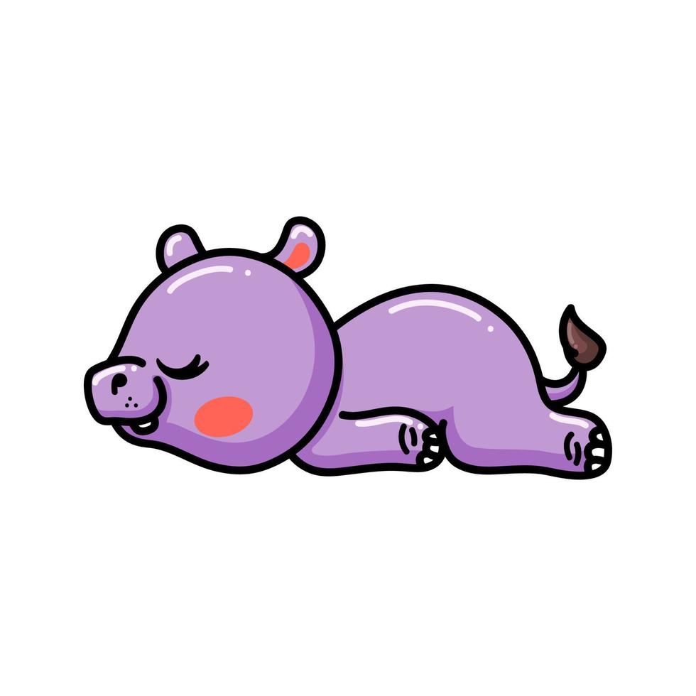 Cute baby hippo cartoon sleeping vector