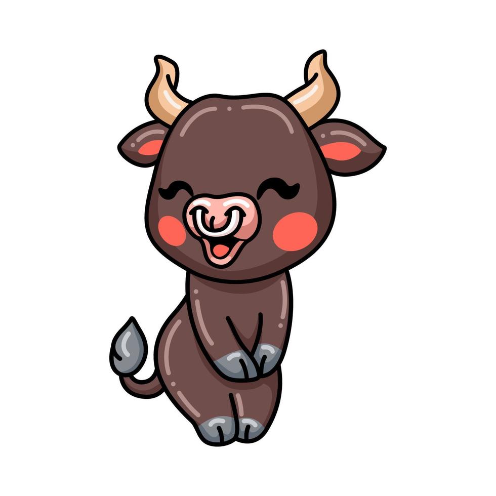 Cute baby bull cartoon posing vector