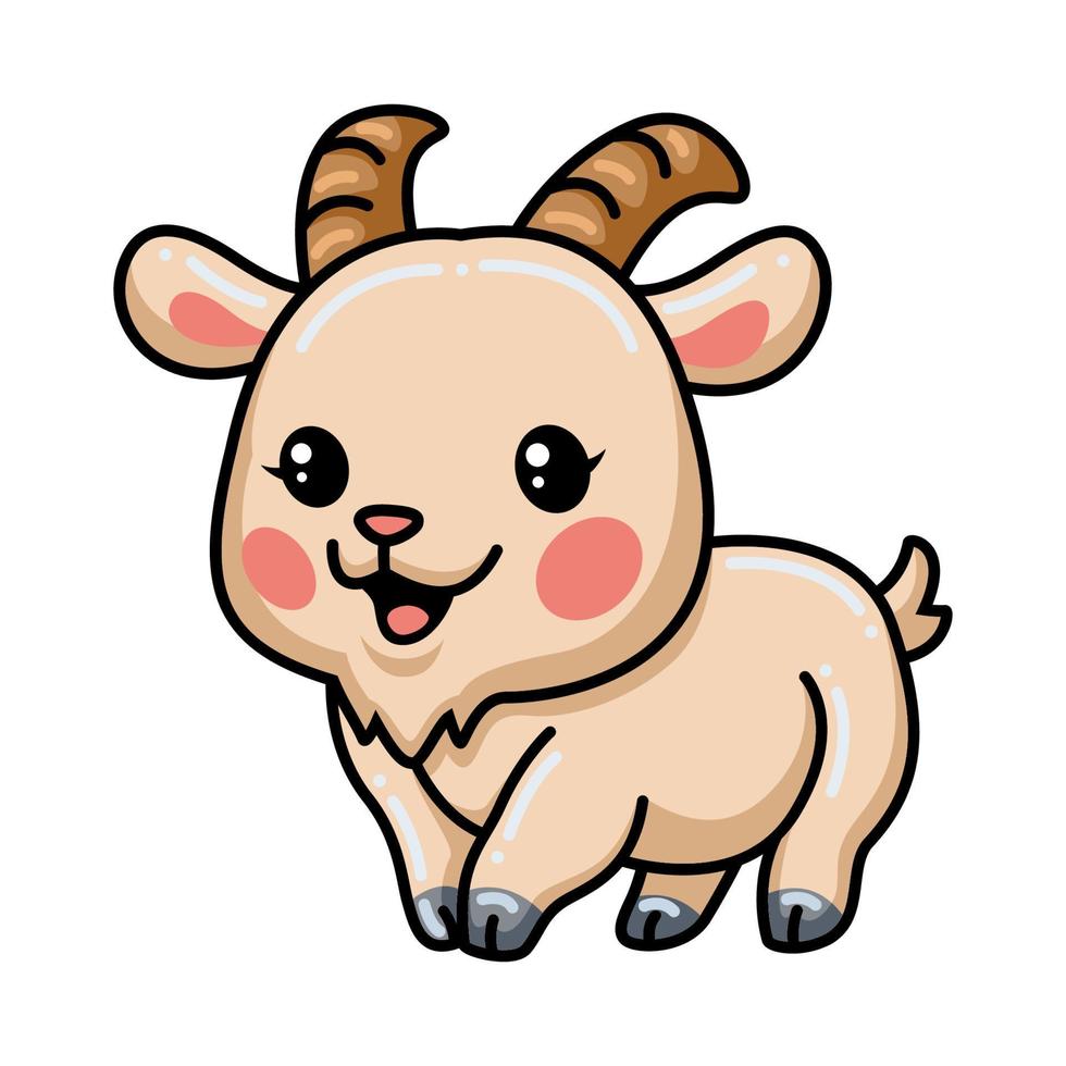 Cute baby goat cartoon walking vector