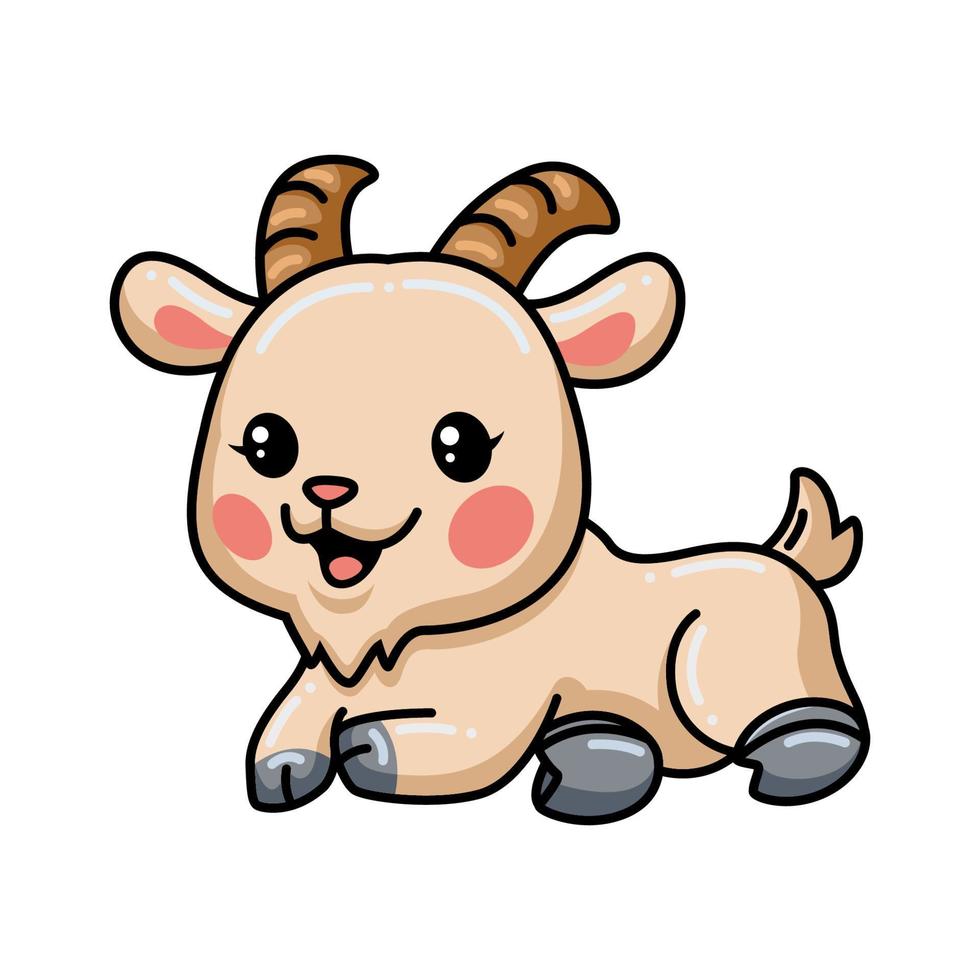 Cute baby goat cartoon laying down vector
