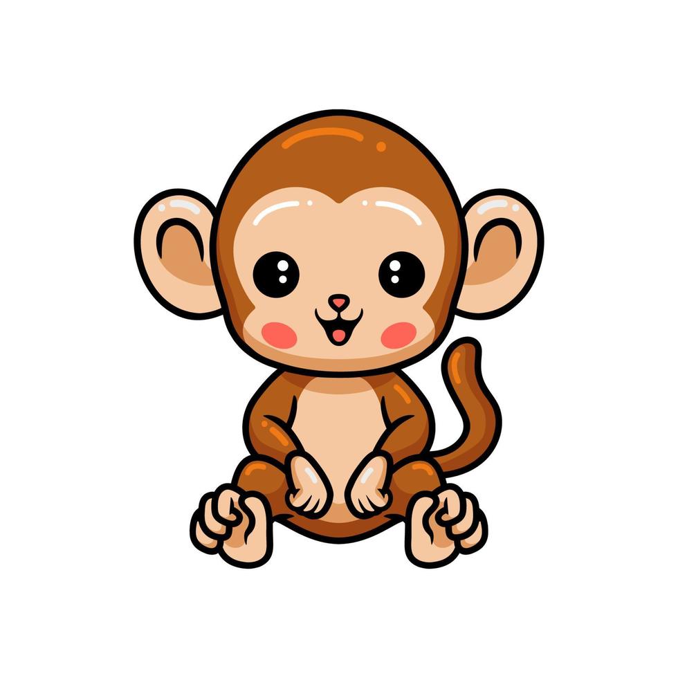 Cute baby monkey cartoon sitting vector