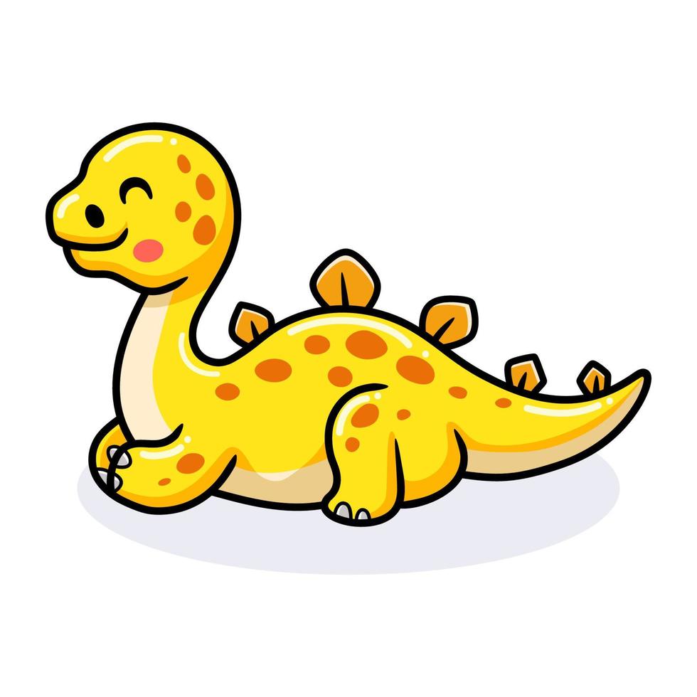Cute little stegosaurus cartoon lying down vector