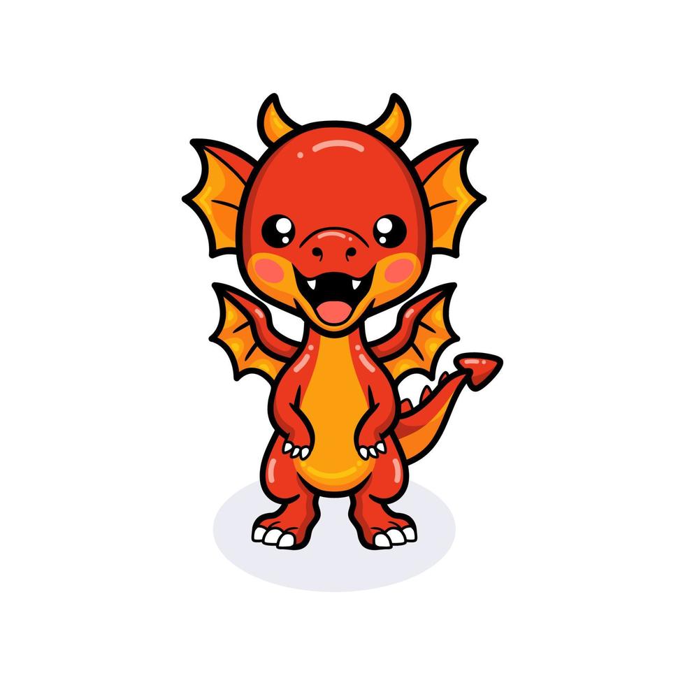 Cute red little dragon cartoon vector