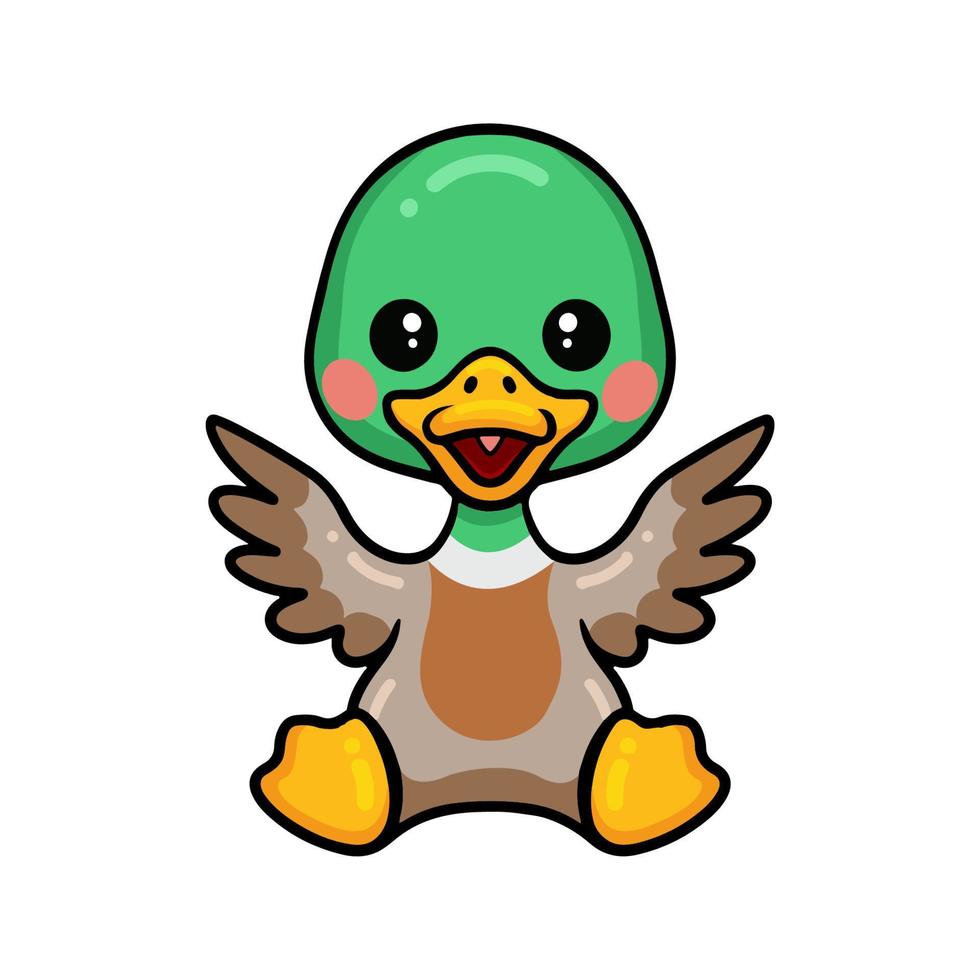 Cute little duck cartoon sitting vector