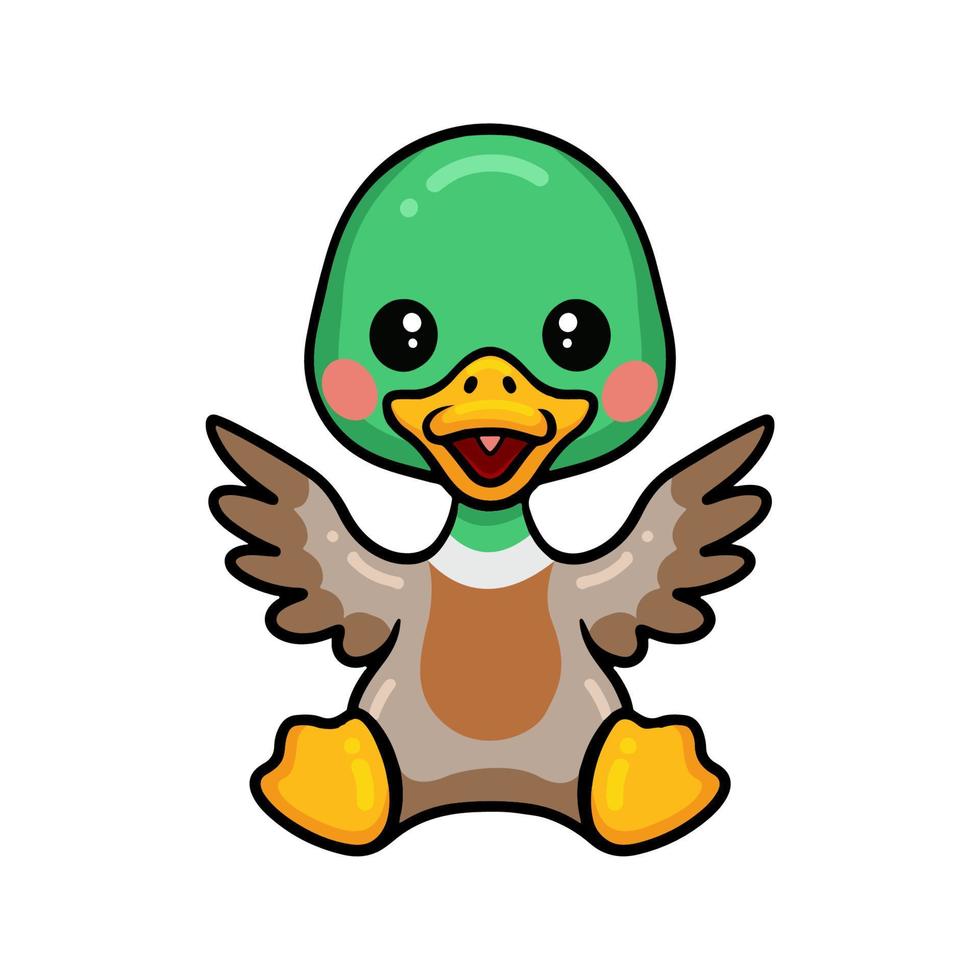 lindo patito sentado de dibujos animados vector