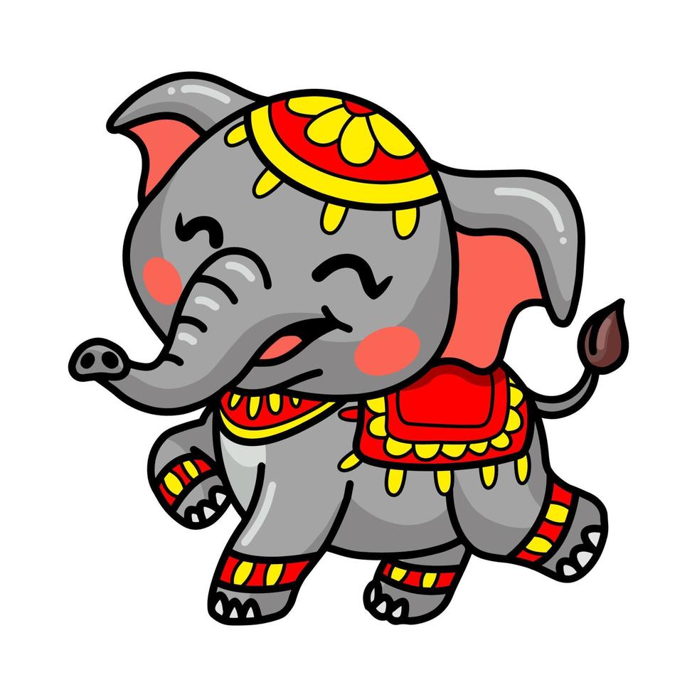 Cute baby circus elephant cartoon running vector