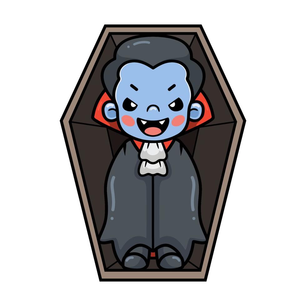 Cute little boy dracula cartoon inside coffin vector
