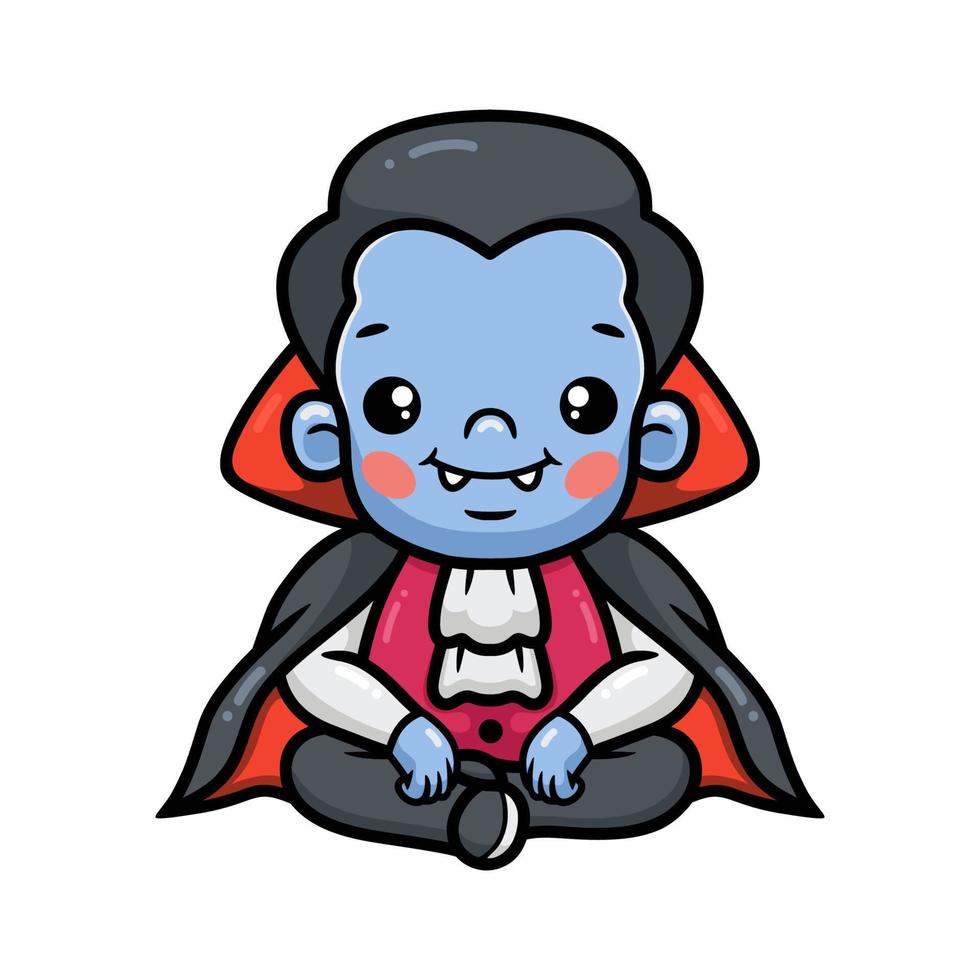 lindo niño drácula dibujos animados sentado vector