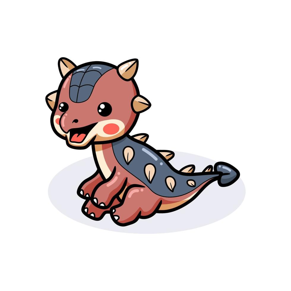 Cute little ankylosaurus dinosaur cartoon sitting vector