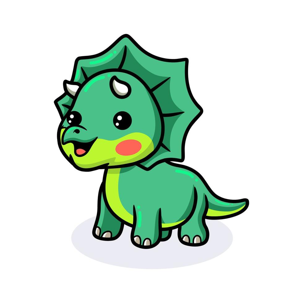 Cute little triceratops dinosaur cartoon vector