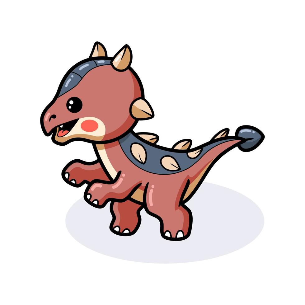 Cute little ankylosaurus dinosaur cartoon vector