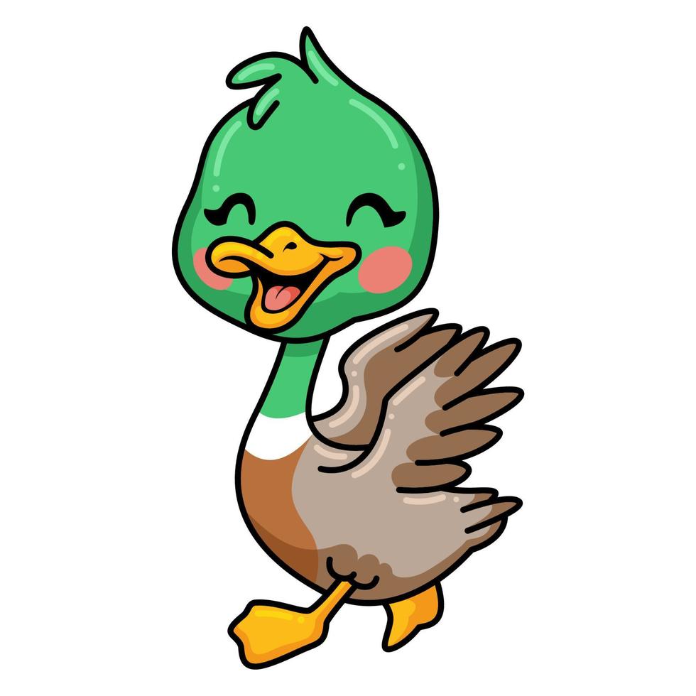 Cute happy little duck cartoon vector