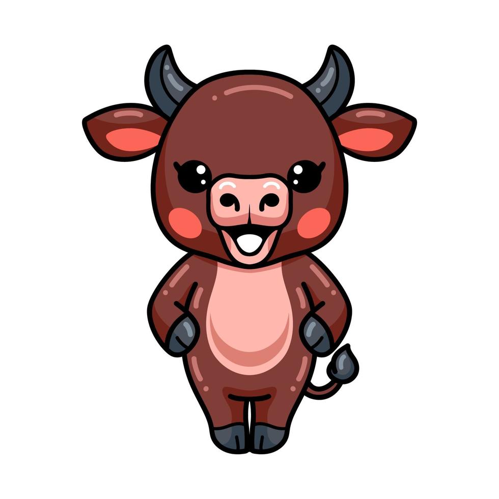 Cute baby bull cartoon standing vector