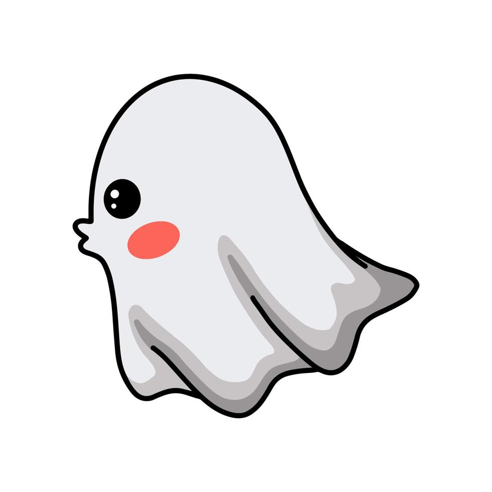 Cartoon cute halloween white ghost vector