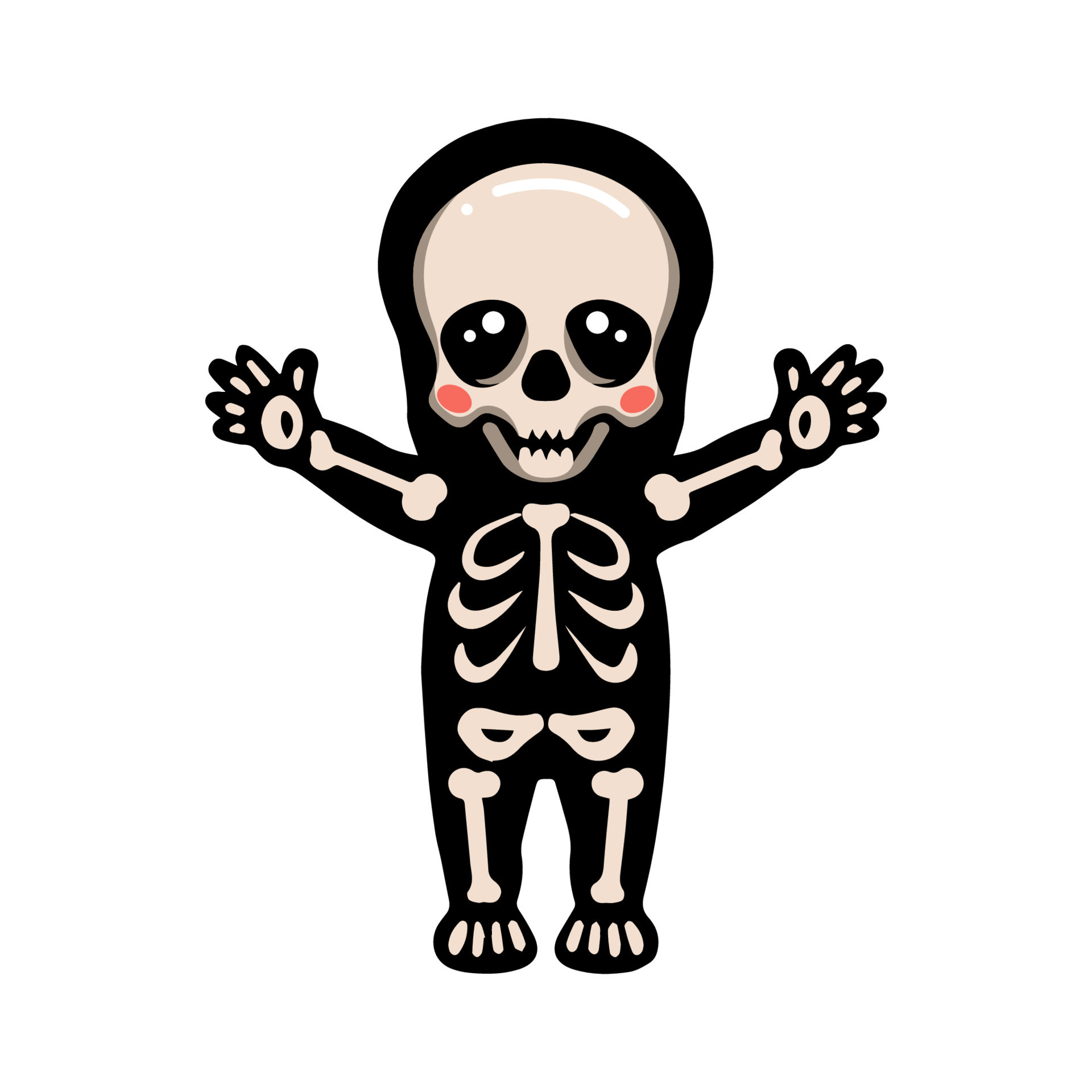 Cute halloween skeleton cartoon raising hands 9877399 Vector Art at Vecteezy