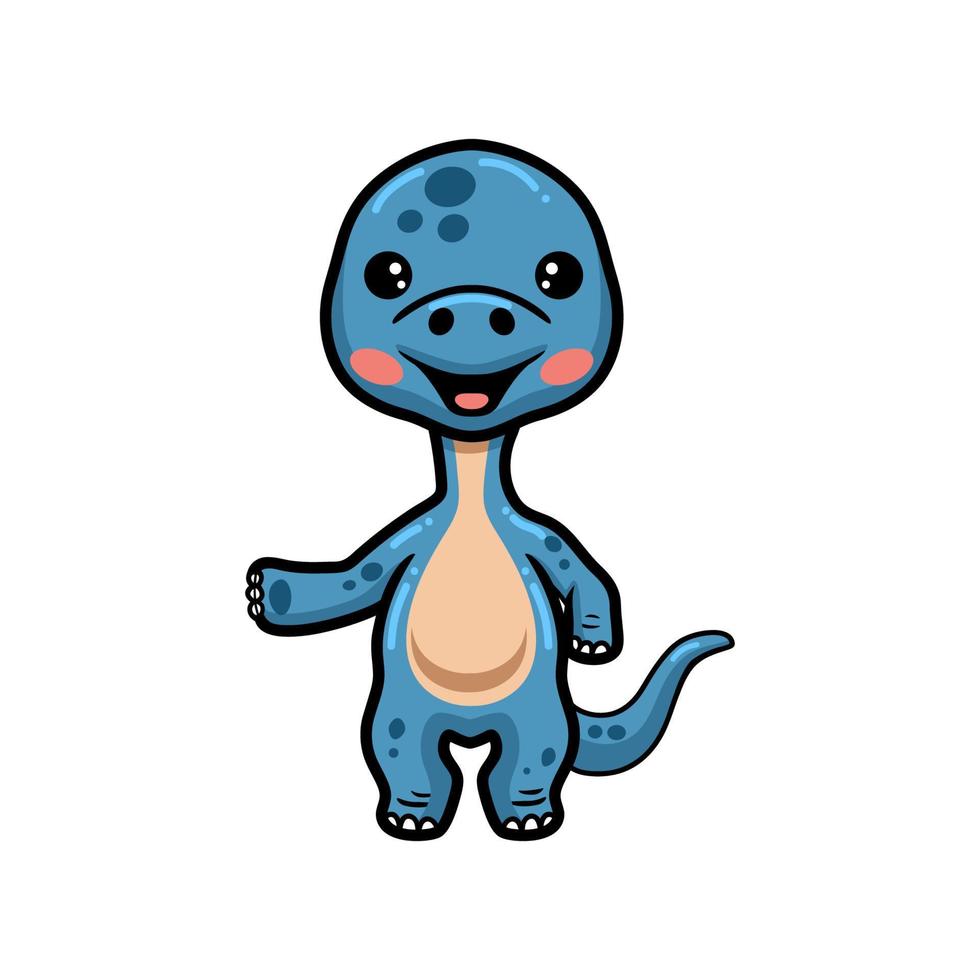 Cute little dinosaur cartoon presenting vector