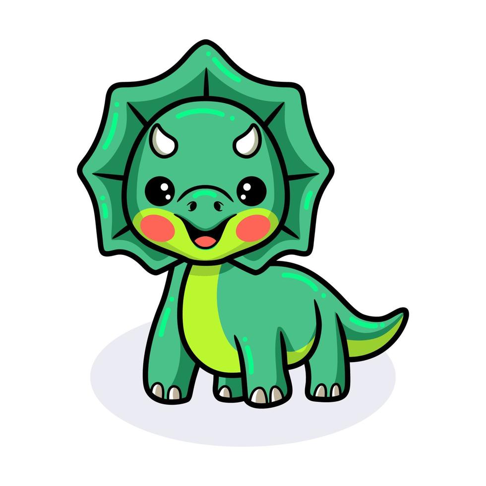 lindo pequeño triceratops dinosaurio dibujos animados sentado vector