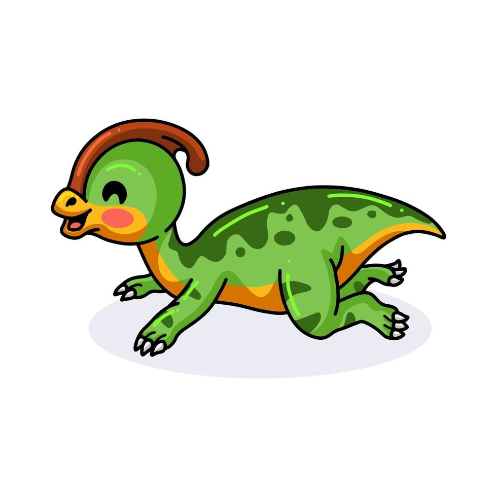 Cute little parasaurolophus dinosaur cartoon vector