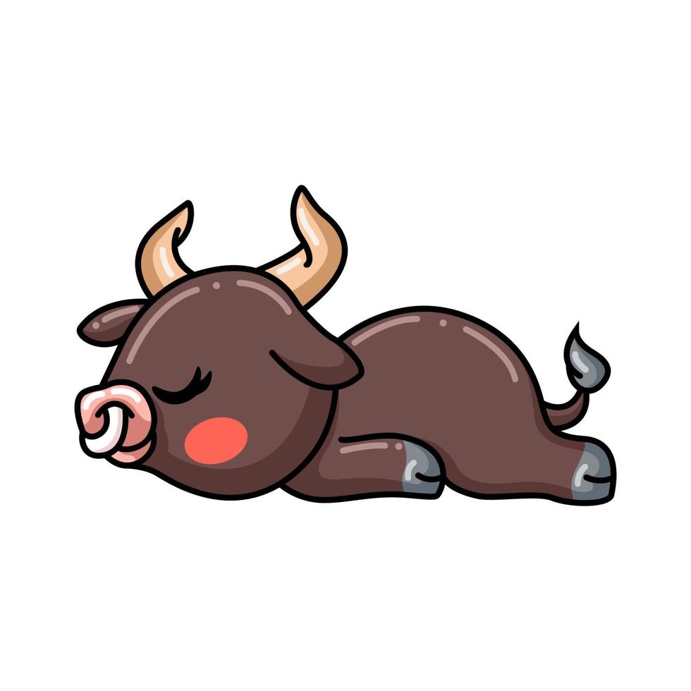 Cute baby bull cartoon sleeping vector