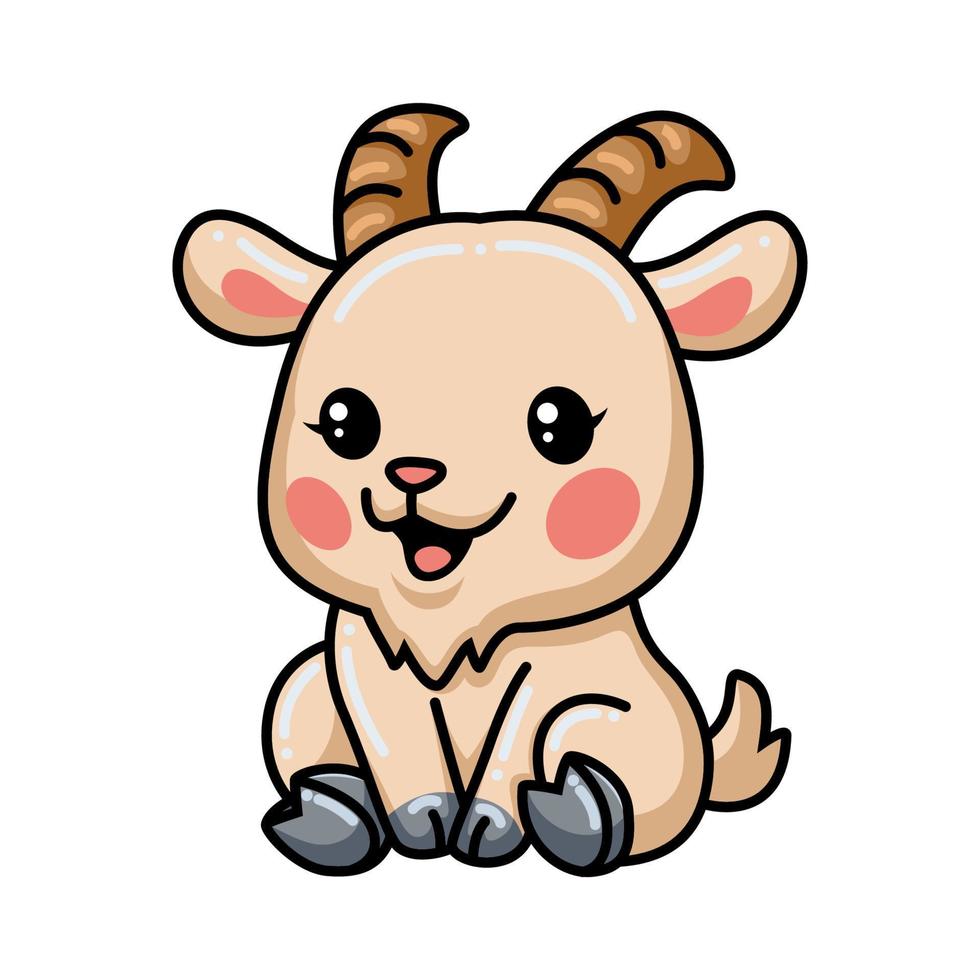 Cute baby goat cartoon sitting vector