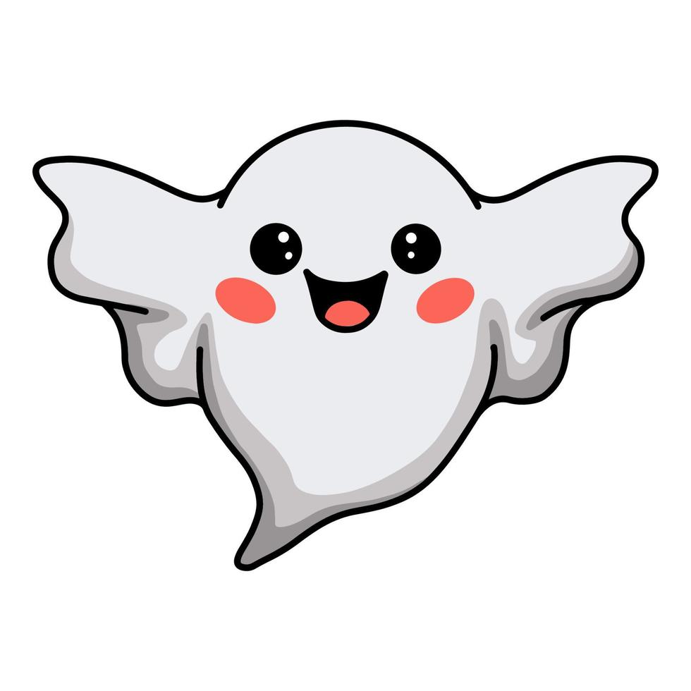 Cartoon cute halloween ghost flying vector