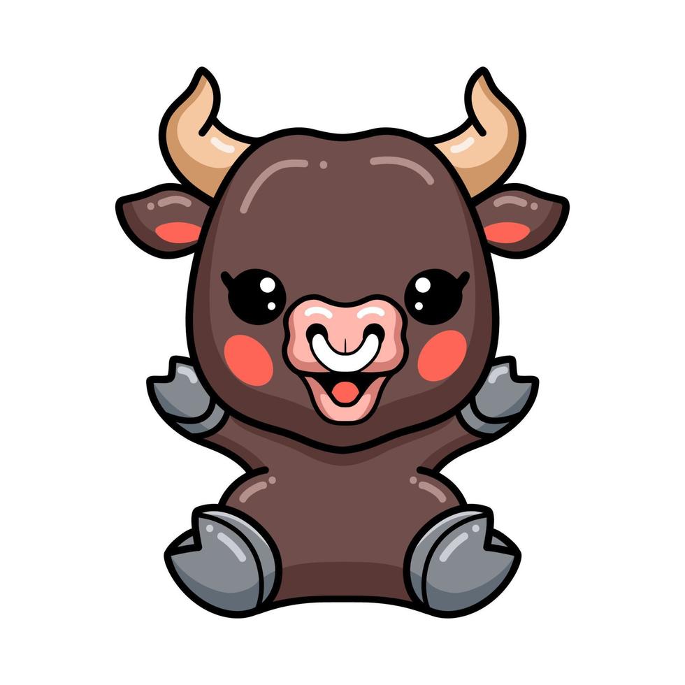 Cute baby bull cartoon sitting vector