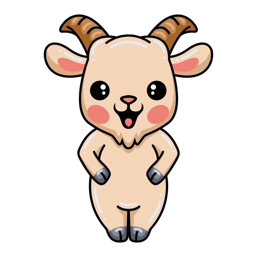 Cute baby goat cartoon standing vector