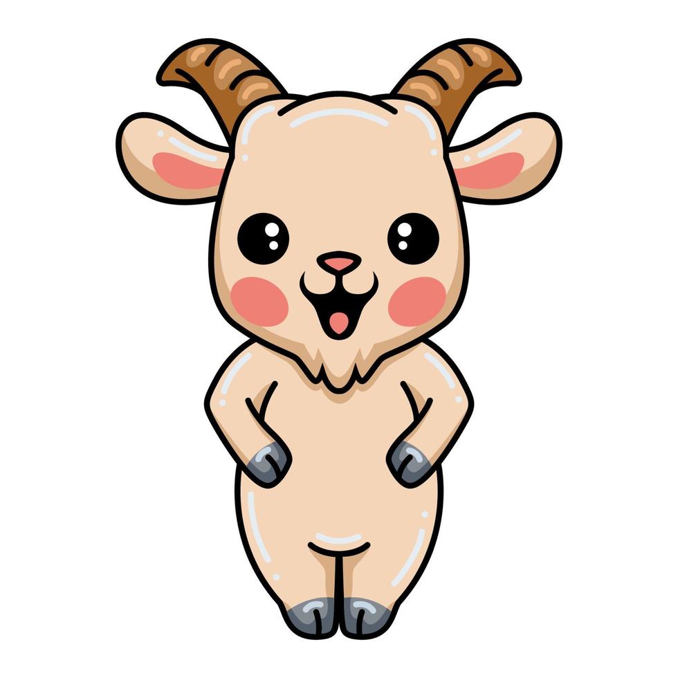 Cute baby goat cartoon standing vector