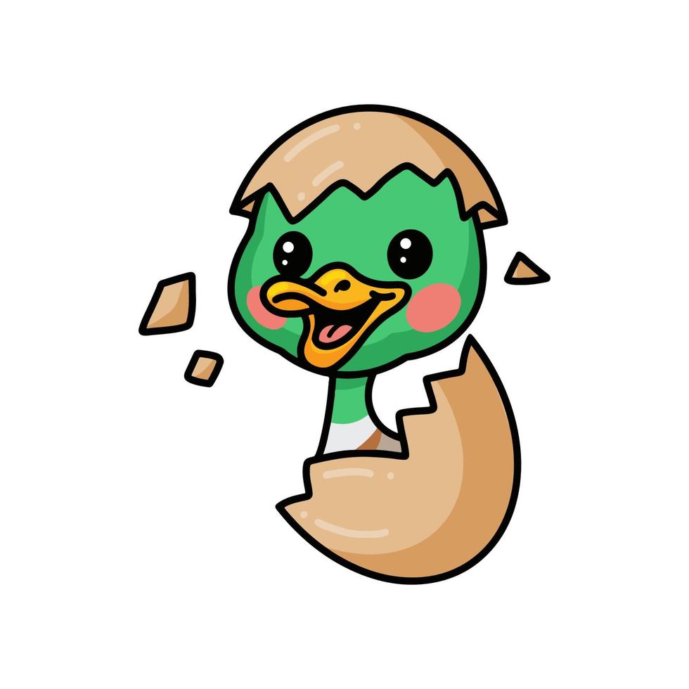 lindo patito de dibujos animados saliendo del huevo vector