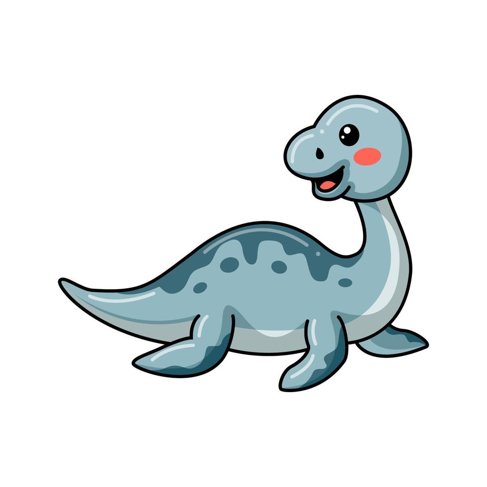 Cute little elasmosaurus dinosaur cartoon vector