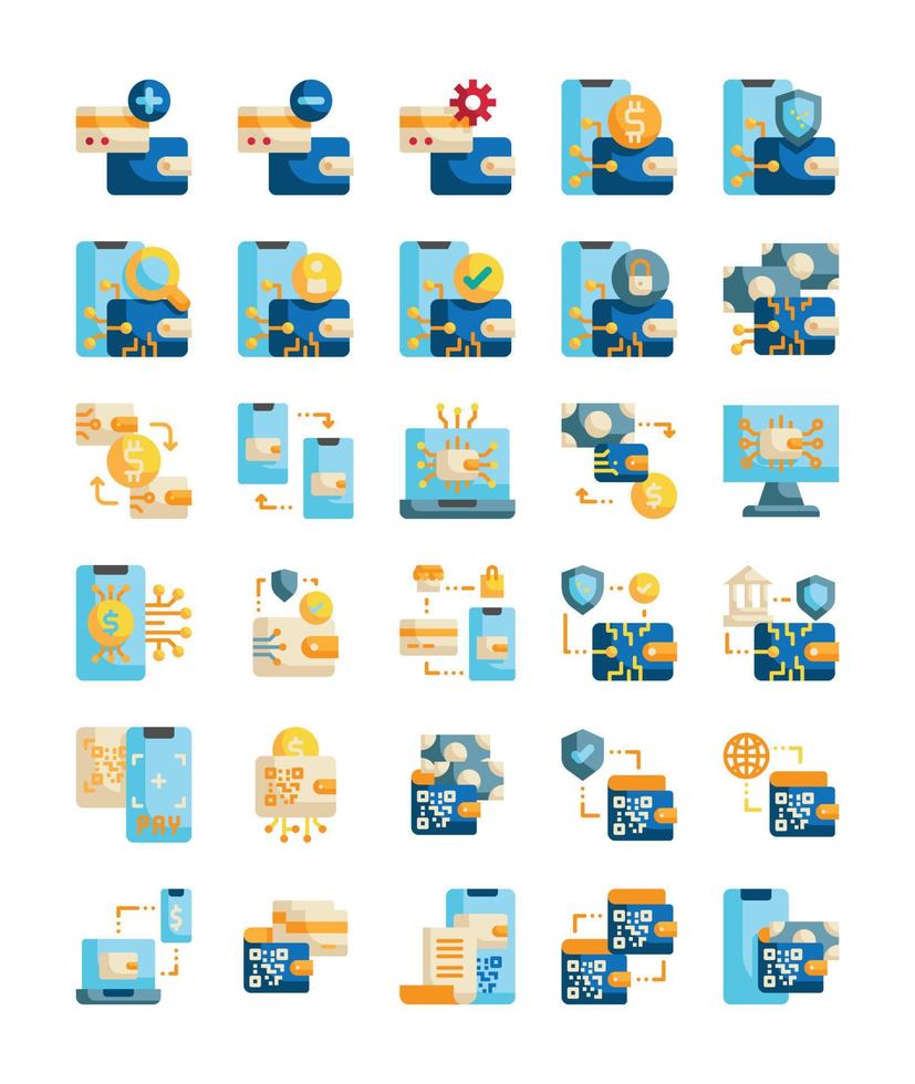 icono plano de tecnología de billetera digital vector