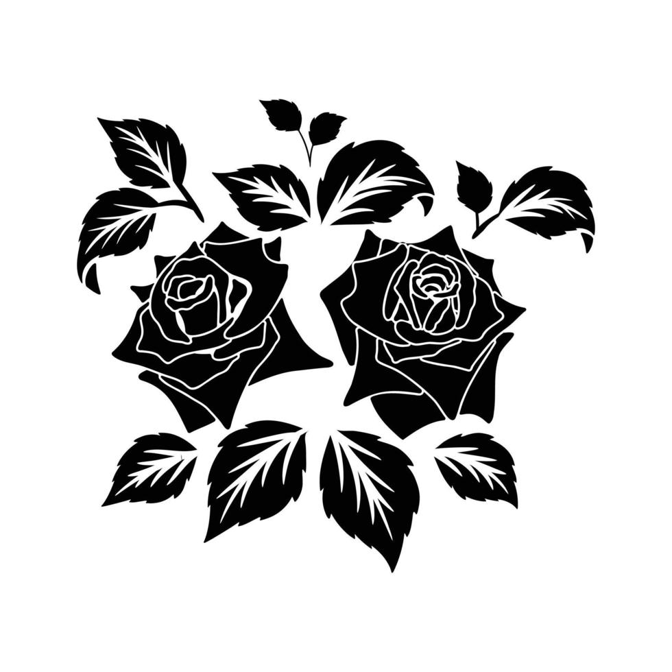 silhouette black motif rose vector