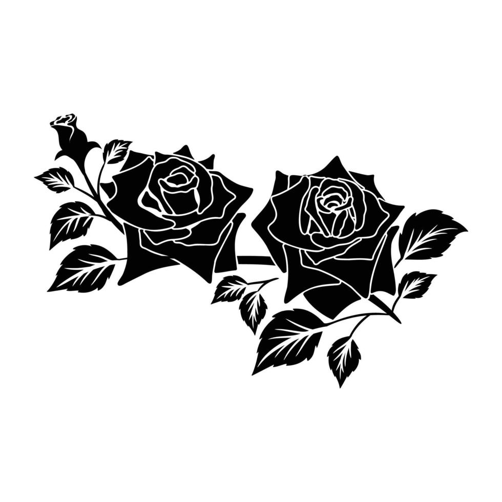 silhouette black motif rose vector