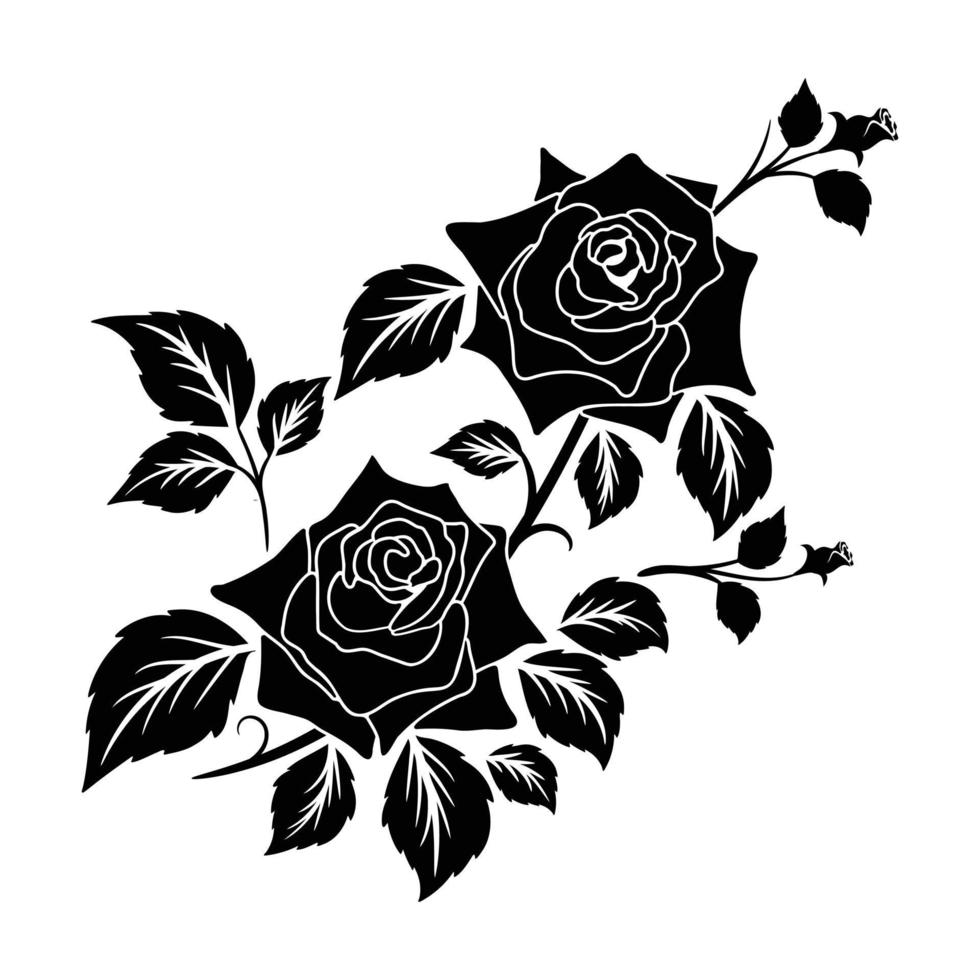 silhouette black motif rose vector