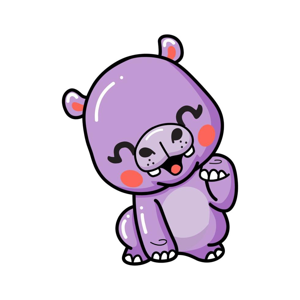 Cute baby hippo cartoon sitting vector